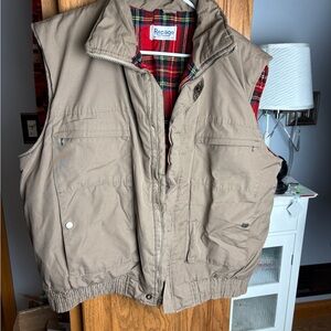 Repair Puffer Vest Men’s XL Brown Hunting Vest Plaid Flannel Lined